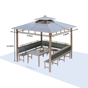 3x3m-es pavilon, szaletli, filagória, kerti kiülő